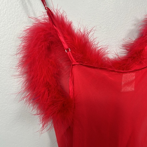 Vintage Magic Silk Slip Chemise size M see through with faux fur sexy sheer - Picture 12 of 15